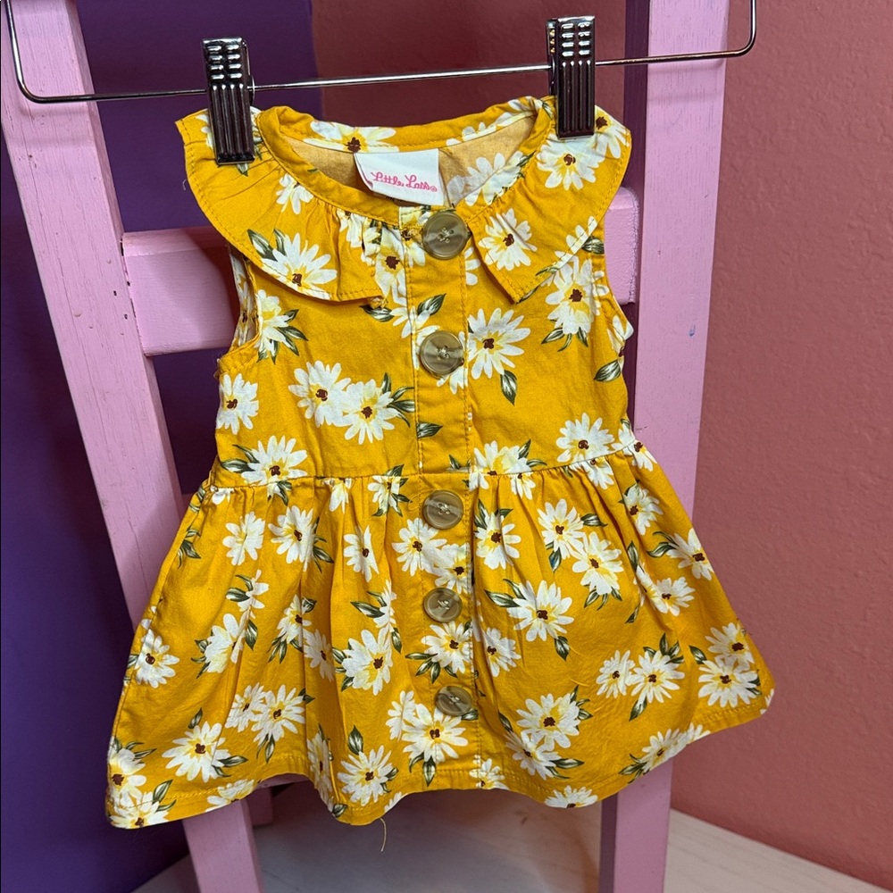 Little Lass Yellow Floral Kids Dress